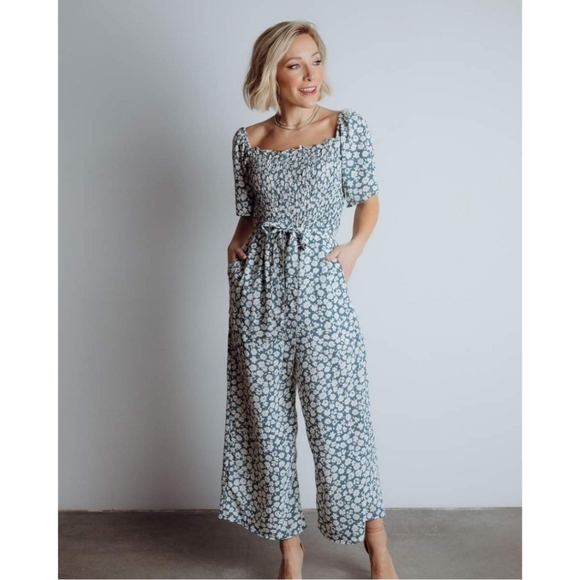 Baltic Born Pants - NWT Baltic Born Blue Floral Print Kendall Jumpsuit